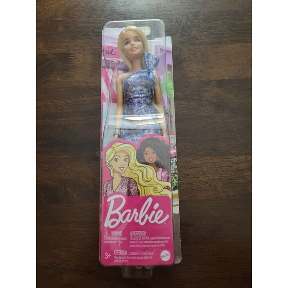 Mattel Other - Barbie Glitz Fashion Doll Blonde with Blue Shimmer Sparkle Off Shoulder Dress